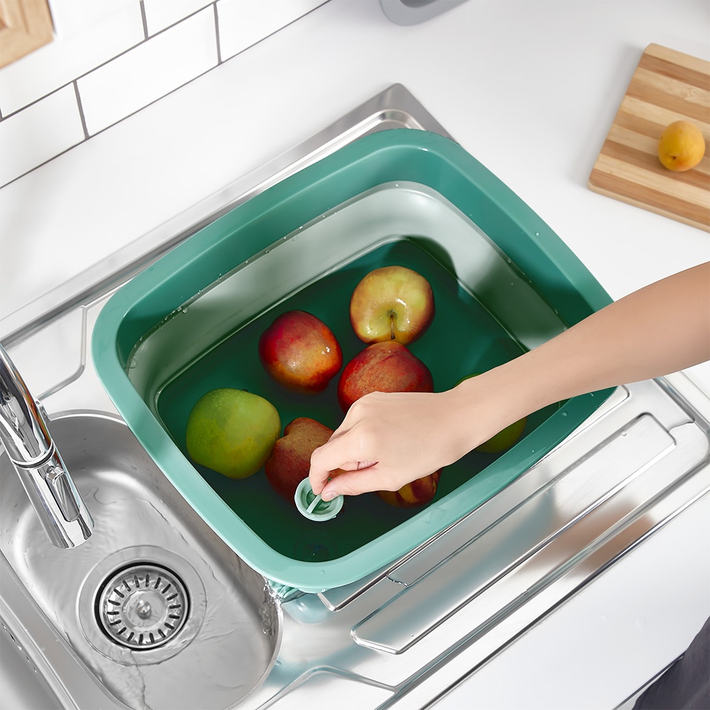 COLLAPSIBLE TUB WITH STOPPER - GREEN