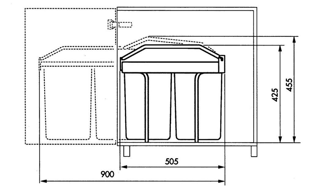 Hailo Multi-Box duo L, built-in waste separation system
