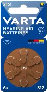 VARTA Hearing Aid Batteries 312 BLI 6