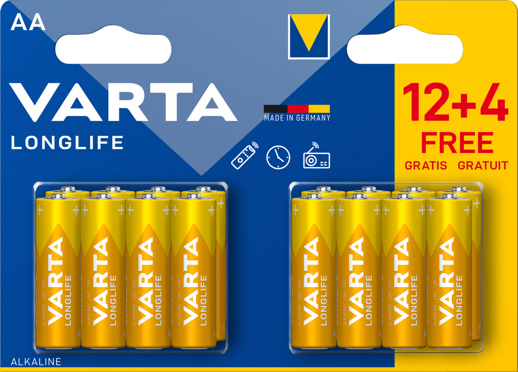 VARTA LONGLIFE  AA 16 PCS (12+4)