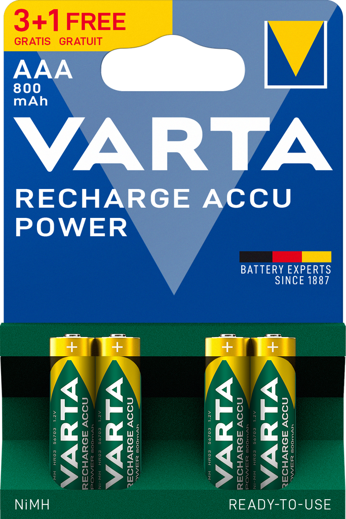 بطارية فارتا قابلة للشحن باور. حبة AAA  800mAh  3+1