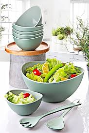 7PCS SALAD SET-GREEN(4X400ML,1X3000ML,1 FORK,1 SPOON