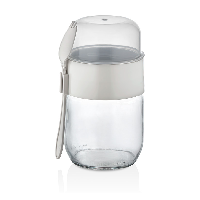 TASTIFY TO GO CONTAINER 425 ML + 200ML GLASS - Grey