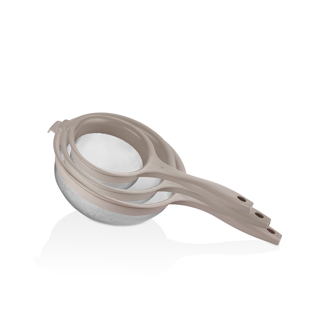 3 PCS FINE MESH STRAINER SET(600ML,1300ML,1800ML) - Dark Beige